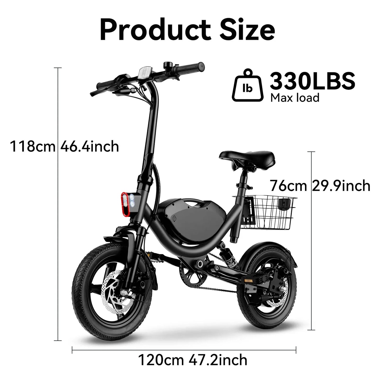 Folding Electric bicycle with lithium battery and carbon steel frame.