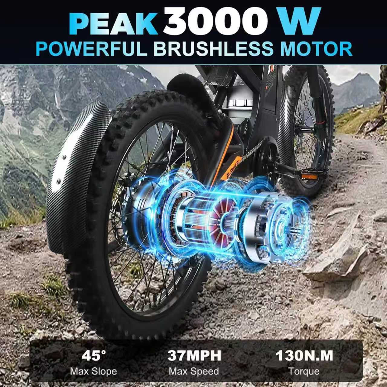 T2000 Electric Dirt Bike-Style E-Bike (3000W)