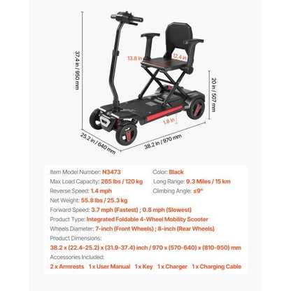 4-Wheel Electric Mobility Scooter