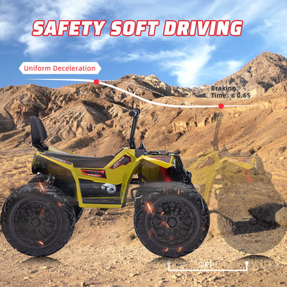 Kids Electric ATV 24V Ride on Car Toys Powerful 4X80W 2X7Ah Battery Long Playtime Bluetooth Music Player LED Light EVA Tires