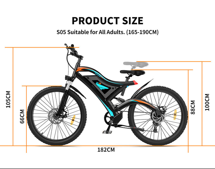 26x2.35 Inch E-Bike  48V 500W Rear Motor  15AH Lithium Battery  Front Suspension &amp; Dual Mechanical Disc Brakes