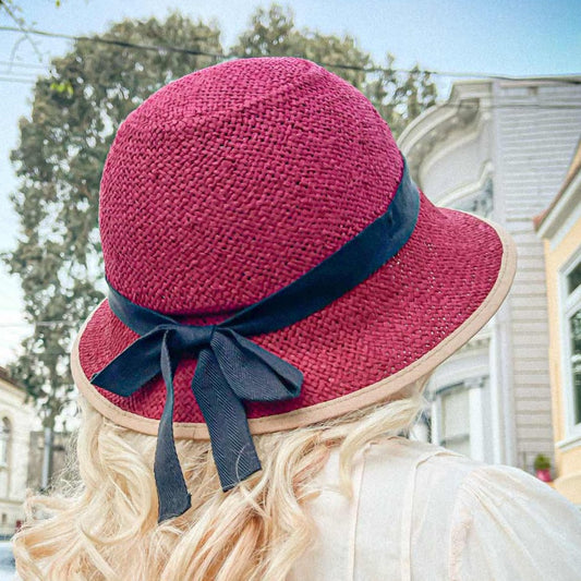 Must See -Straw Hat Bike Helmet - Bougainvillea Red