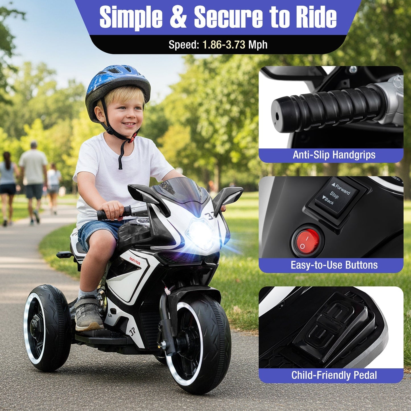 Kids Ride on Motorcycle 6V Battery Powered Mini Electric Motorbike with LED Lights