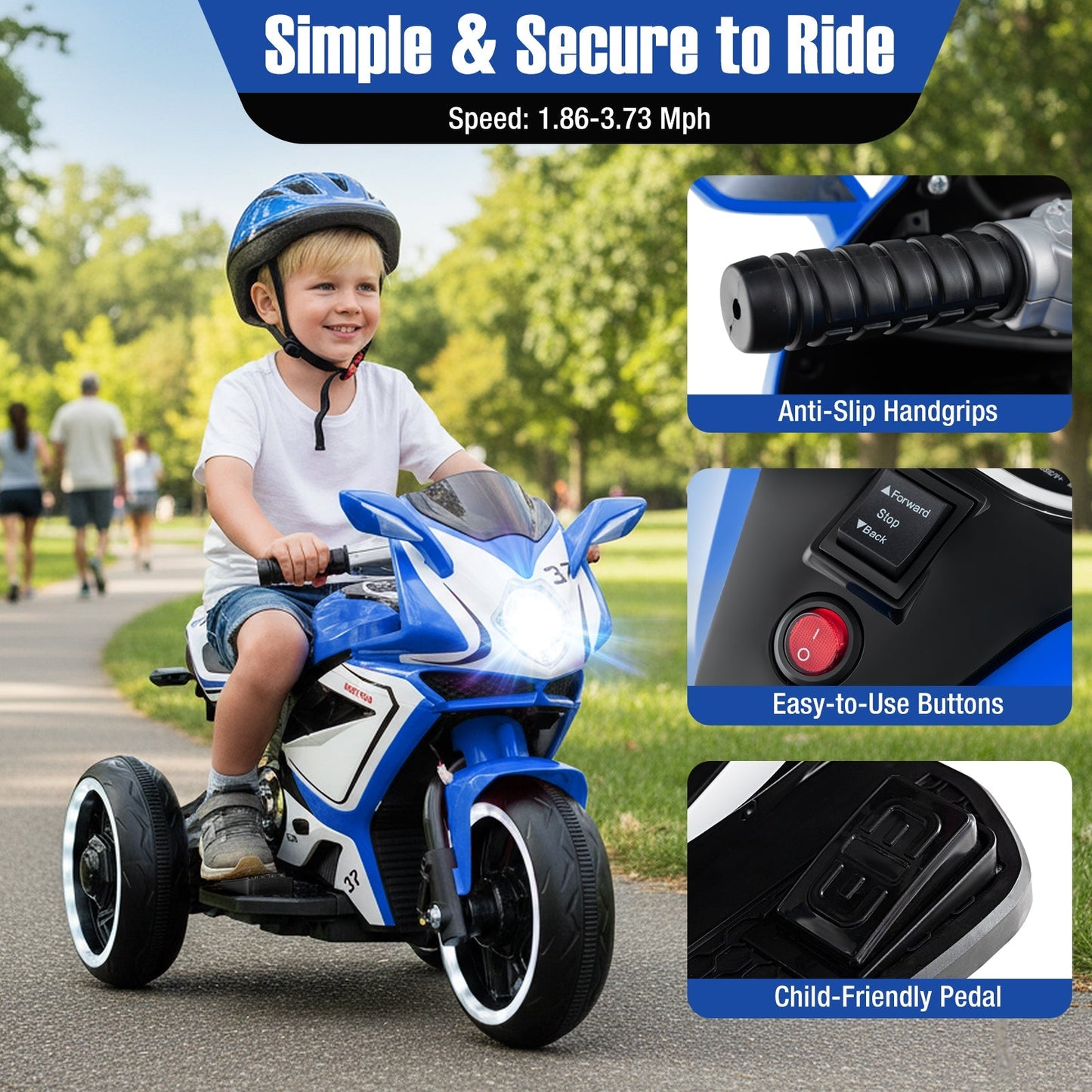 Kids Ride on Motorcycle 6V Battery Powered Mini Electric Motorbike with LED Lights