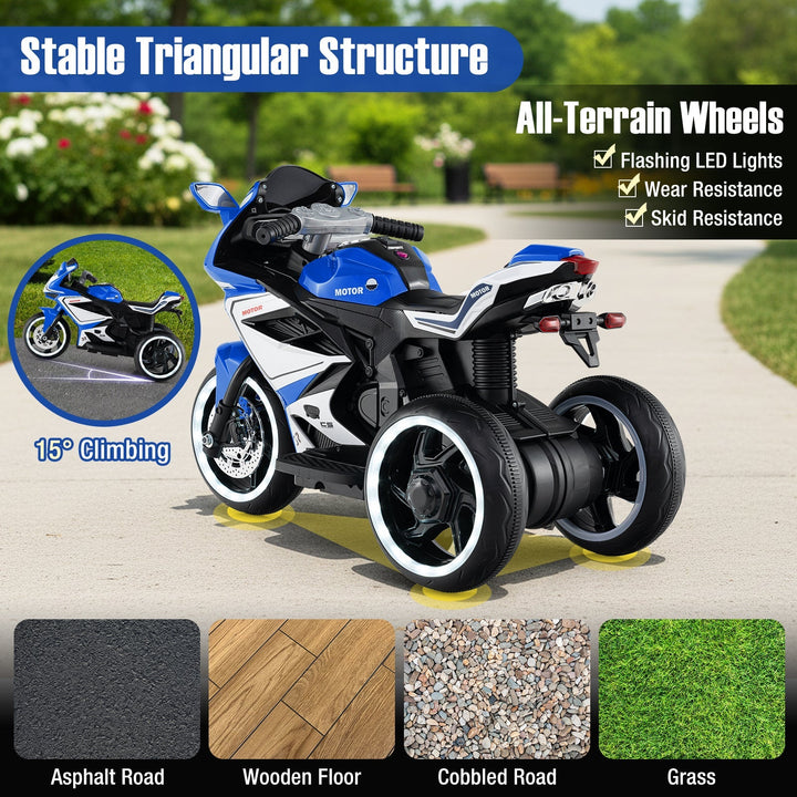 Kids Ride on Motorcycle 6V Battery Powered Mini Electric Motorbike with LED Lights