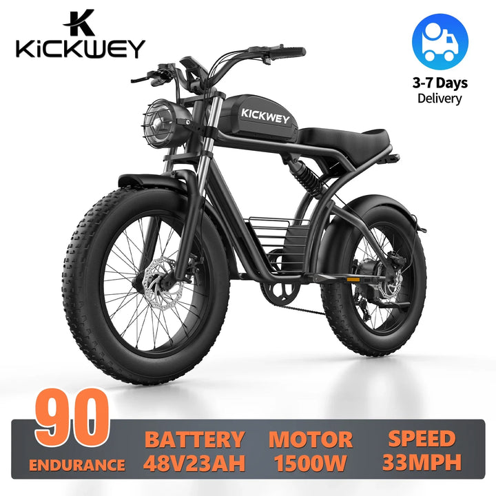 Kickwey K7 Electric Mountain Bike – 1500W 48V 20" Fat Tire