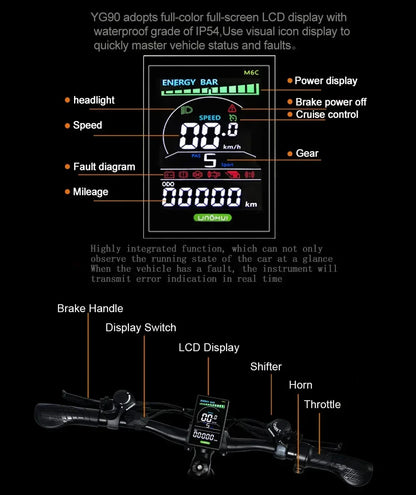 Electric Bicycle RANDRIDE YG90 1000W 48V17AH Hydraulic Brake E-bike with Full Suspension  21 Gears Shift Free Rack Electric bike