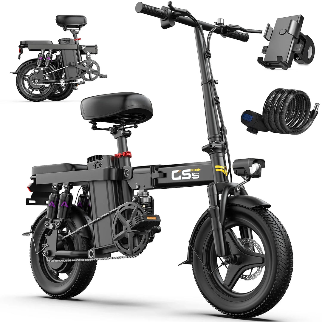 UPlee GS5 48V 15AH Battery EBike,30+MPH,740W Folding Electric Bike,35 Miles Max Range Electric Bike for Adults, 14" Fat Tire