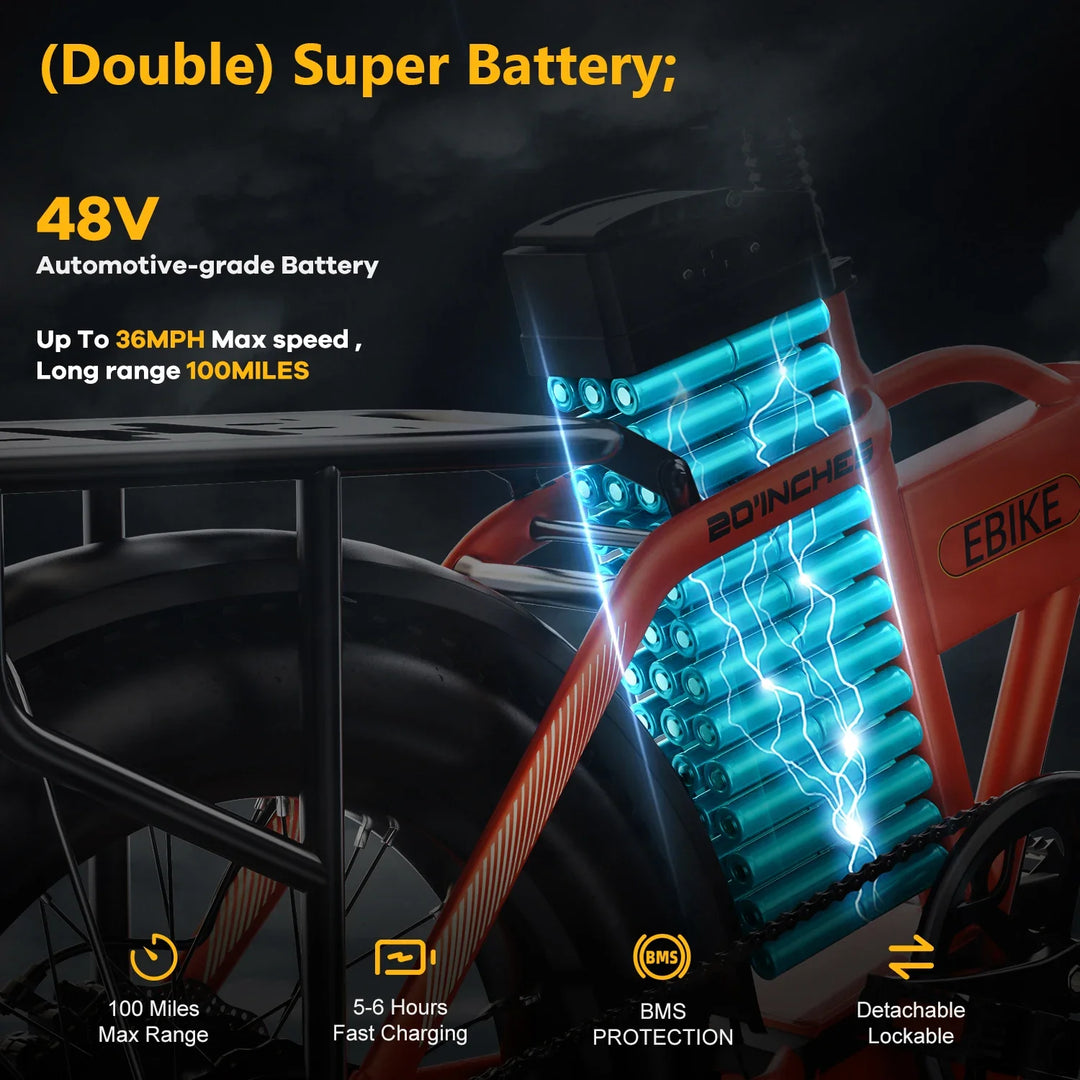 Cybervelo EK4 Folding Electric Bike – 1000W 48V 20" Fat Tire