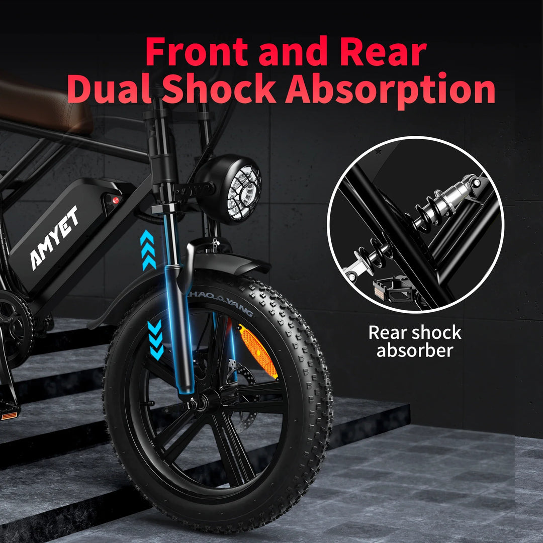 AMYET V9-G60 Electric Mountain Bike – 1000W 48V 20" Fat Tire