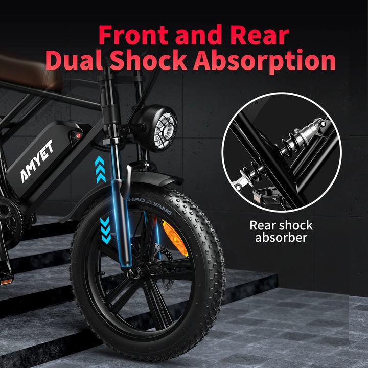 AMYET V9-G60 Electric Mountain Bike – 1000W 48V 20" Fat Tire