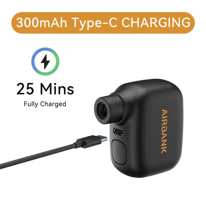 AS100 Mini Electric Bicycle Pump 100PSI Rechargeable Air Inflator Black