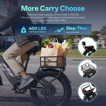 CYBERVELO EK12 1000W Electric Fat Tire Bike With Removable Battery