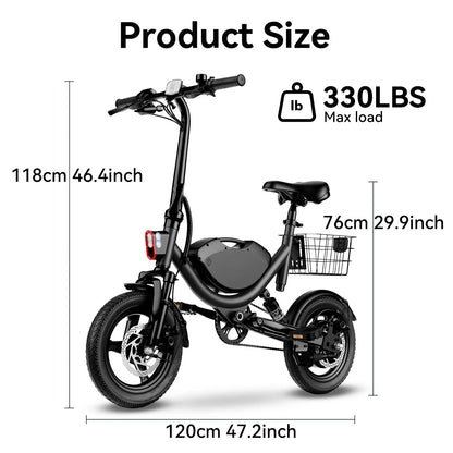 Folding Electric bicycle with lithium battery and carbon steel frame.