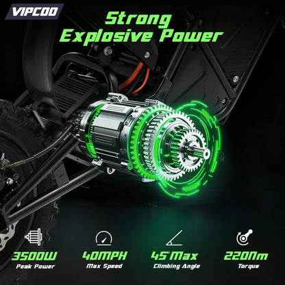 VIPCOO H3 Electric Dirt Bike 3500W 48V 23Ah Fat Tire