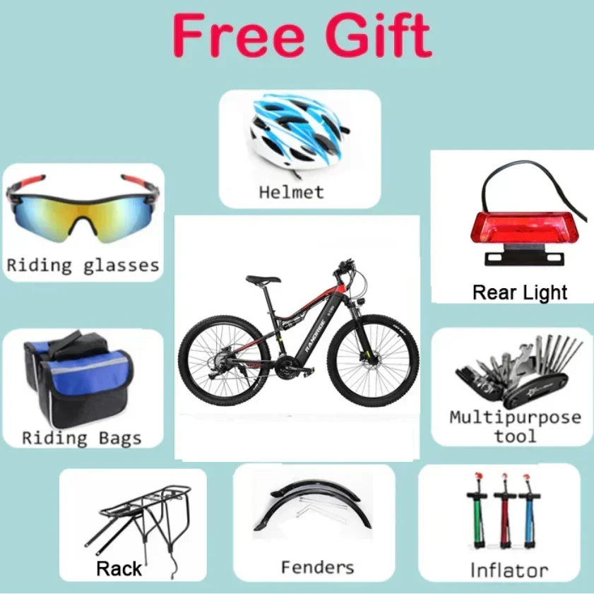 RANDRIDE YG90 Electric Bike – 1000W 48V Full Suspension E-Bike