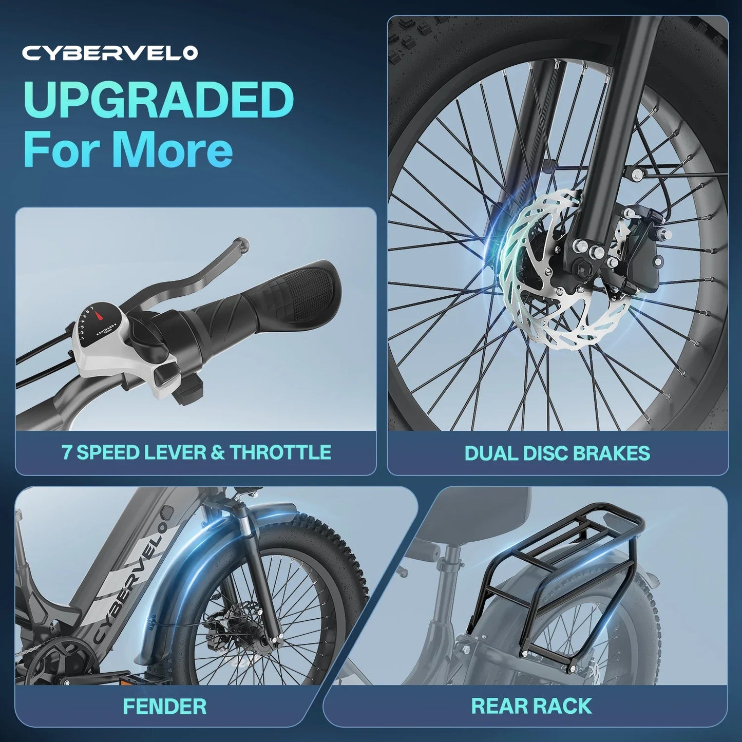 CYBERVELO EK12 1000W Electric Fat Tire Bike With Removable Battery