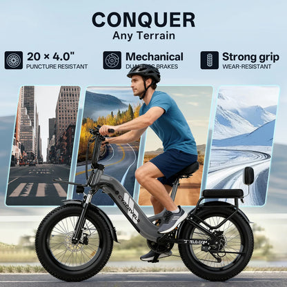 CYBERVELO EK12 1000W Electric Fat Tire Bike With Removable Battery