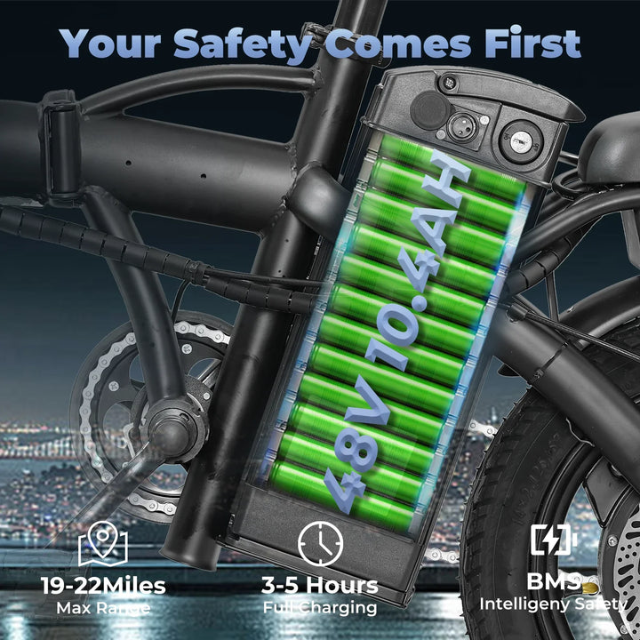 Folding Electric Bike – 500W 48V 14" Compact Commuter E-Bike
