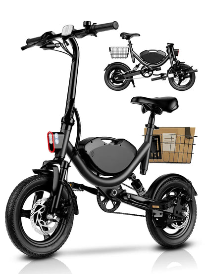 Folding Electric bicycle with lithium battery and carbon steel frame.