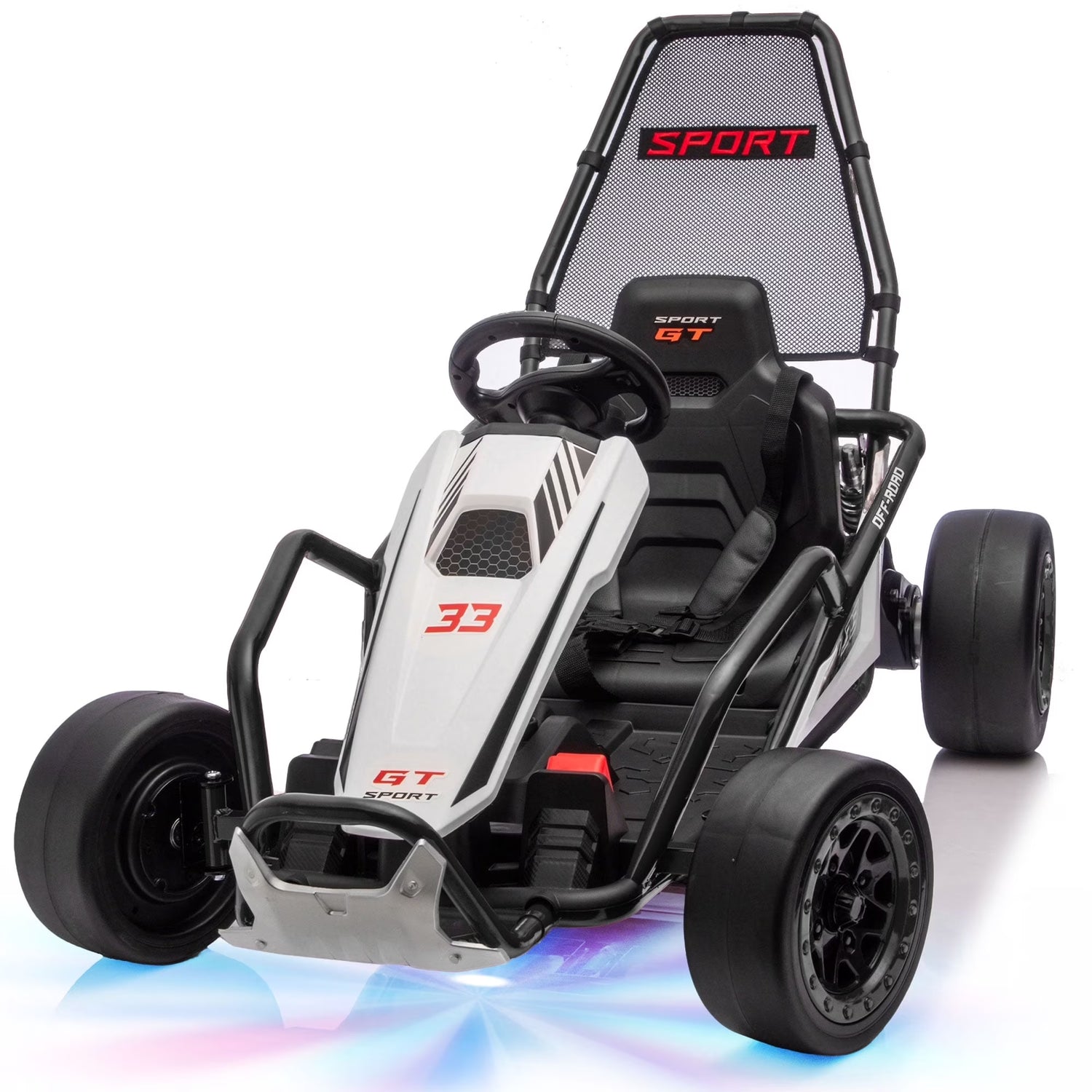 24V 8.5 MPH Electric Go Kart for Kids, 400W Powerful Drift Kart W/ Front EVA Wheel & Metal Frame, Ride on Toy W/ Music & Lights, Suspension, 2 Speed, 5 Point Harness, Crazy Cart for Ages 6+, Black