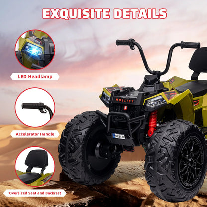 Kids Electric ATV 24V Ride on Car Toys Powerful 4X80W 2X7Ah Battery Long Playtime Bluetooth Music Player LED Light EVA Tires