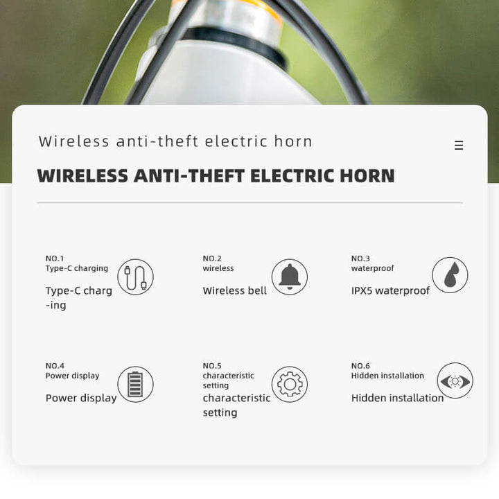 Wireless Bike Horn &amp; Anti-Theft Alarm